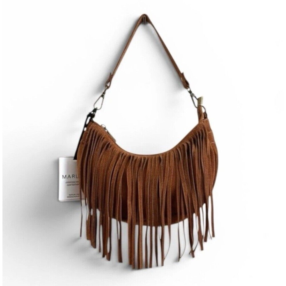 Marlon made in Italy Brown Suede Fringe Hobo Bag